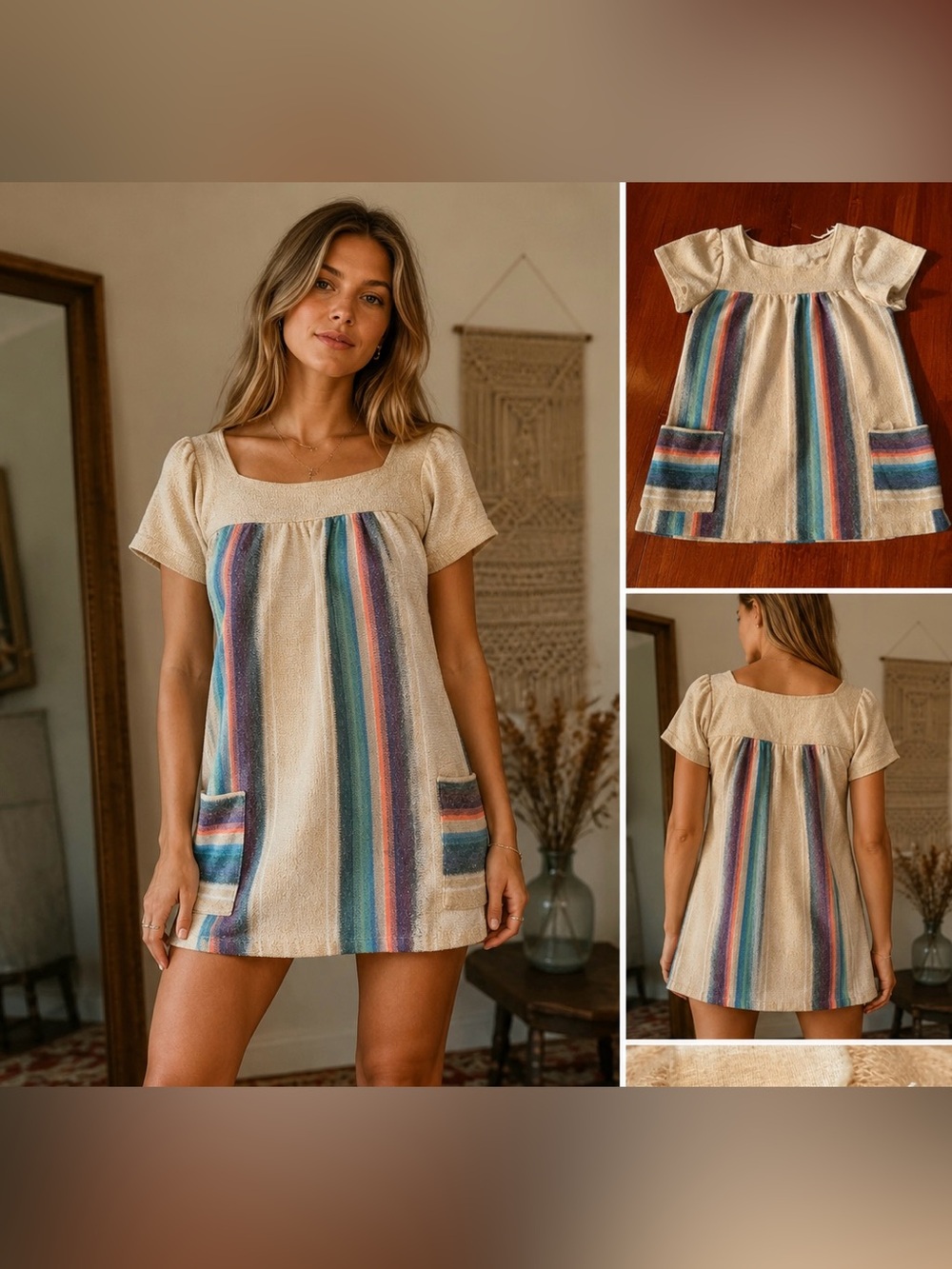 Vintage Women’s Southwestern Knit Dress / Tunic – Made in USA